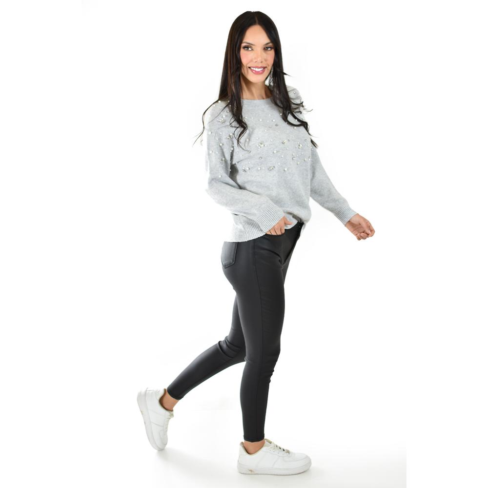 Foto 2 | Sueter Con Pedreria Y Perlas Roman Fashion /juvenil, 4003 (gris) Gris