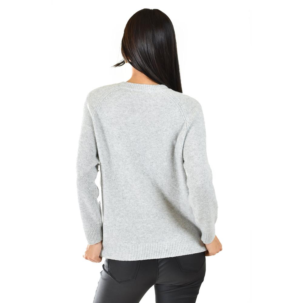Foto 4 pulgar | Sueter Con Pedreria Y Perlas Roman Fashion /juvenil, 4003 (gris) Gris