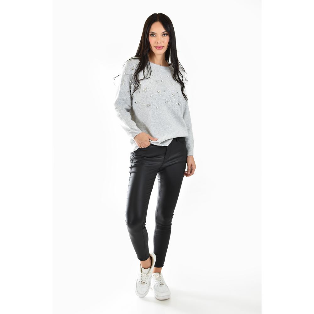 Foto 7 | Sueter Con Pedreria Y Perlas Roman Fashion /juvenil, 4003 (gris) Gris