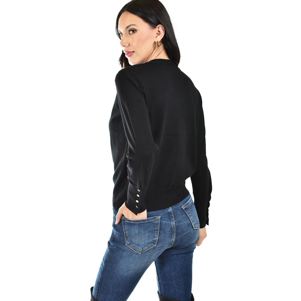 Foto 4 pulgar | Sueter De Manga Con Botones Roman Fashion /juvenil, 4001 (negro) Negro