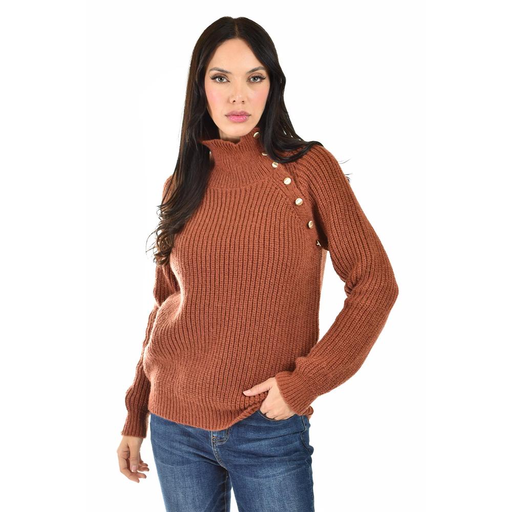 Sueter Cuello Alto Con Botones Roman Fashion / Juvenil, 4005 (chedron) Cafe