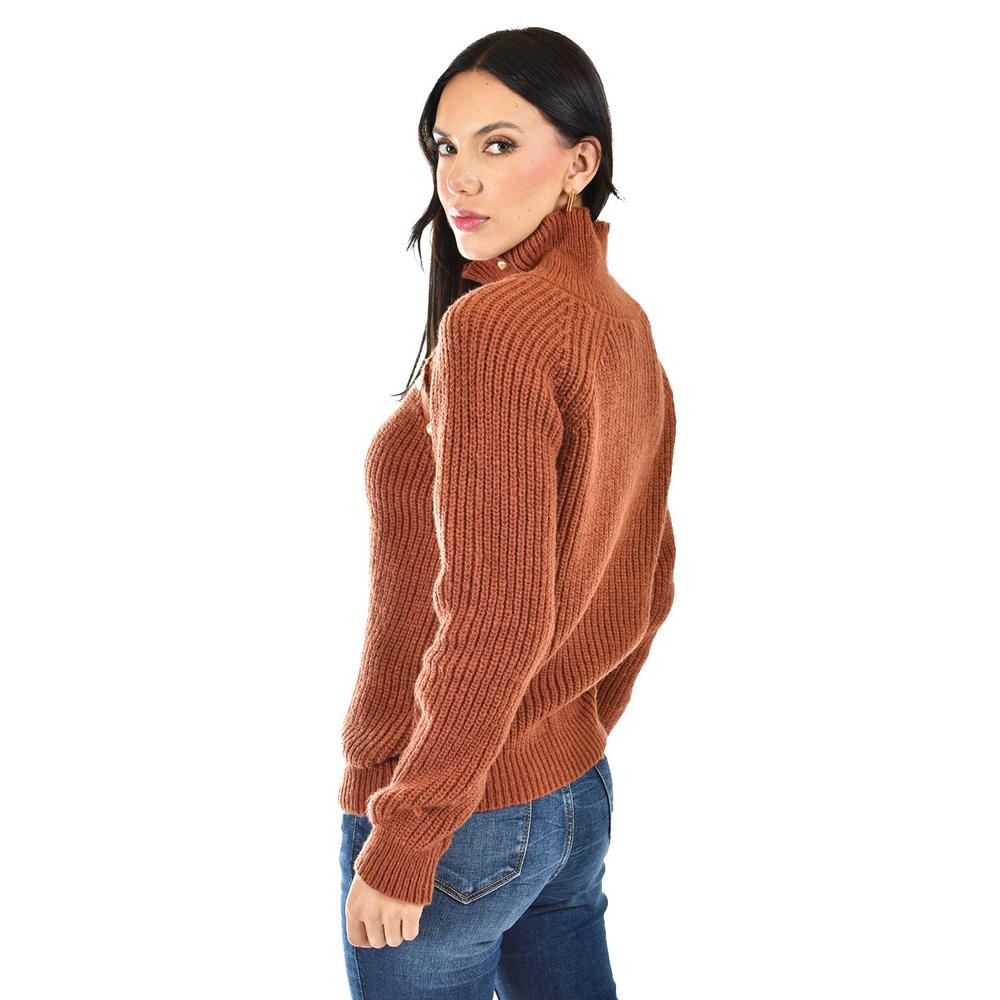 Foto 4 pulgar | Sueter Cuello Alto Con Botones Roman Fashion / Juvenil, 4005 (chedron) Cafe
