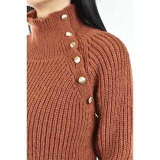 Foto 4 | Sueter Cuello Alto Con Botones Roman Fashion / Juvenil, 4005 (chedron) Cafe