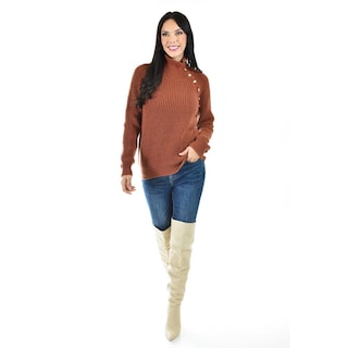 Foto 6 | Sueter Cuello Alto Con Botones Roman Fashion / Juvenil, 4005 (chedron) Cafe