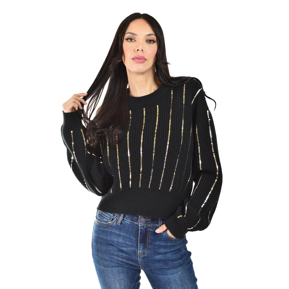 Foto 1 | Sueter De Punto Con Lentejuela Roman Fashion / Juvenil, 4004 (negro / Dorado) Negro