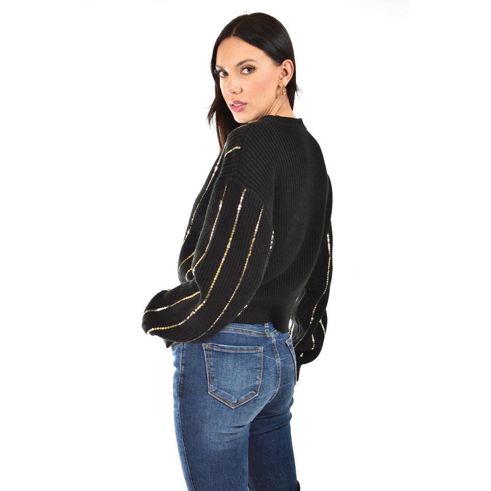 Foto 4 pulgar | Sueter De Punto Con Lentejuela Roman Fashion / Juvenil, 4004 (negro / Dorado) Negro
