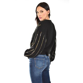 Foto 3 | Sueter De Punto Con Lentejuela Roman Fashion / Juvenil, 4004 (negro / Dorado) Negro