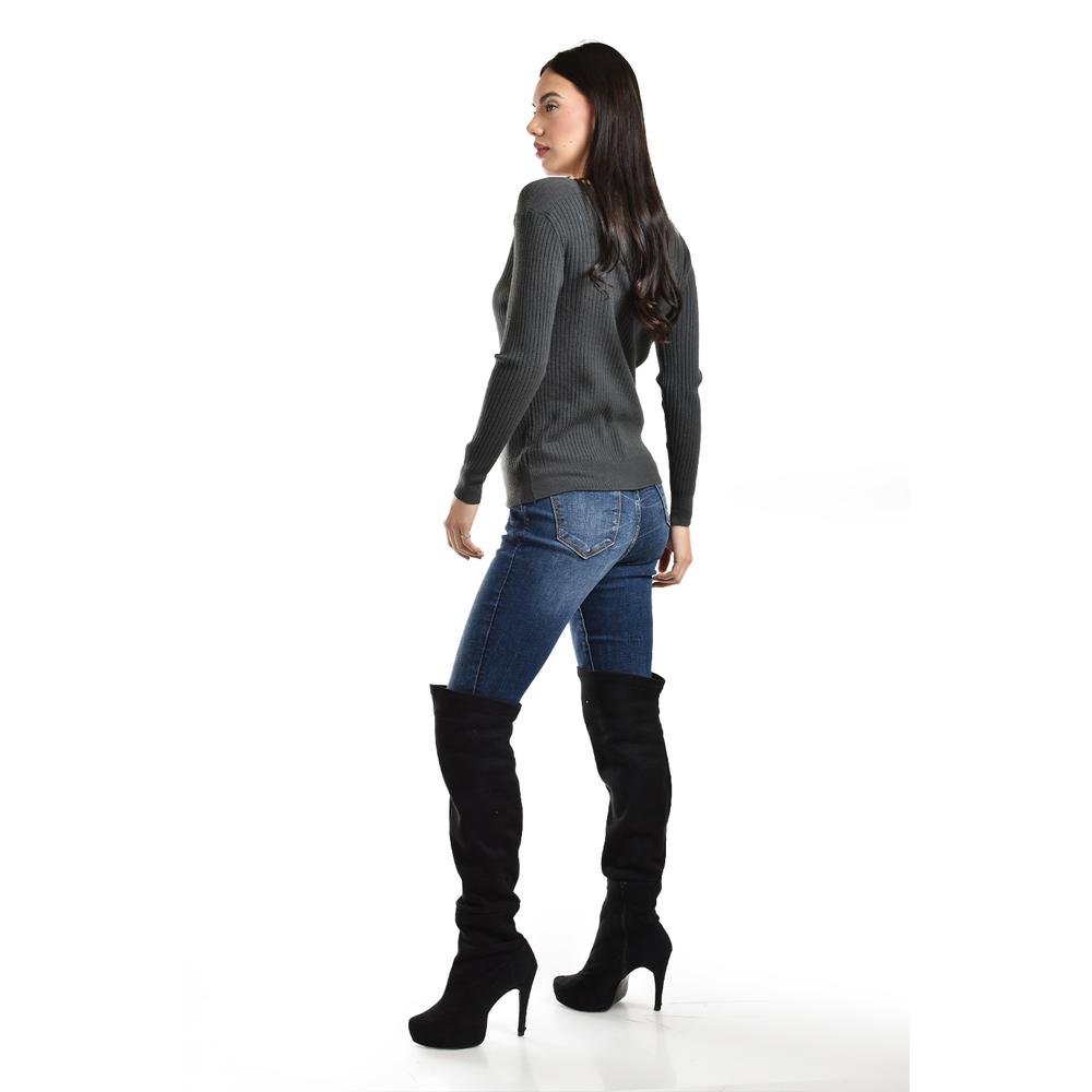 Foto 4 pulgar | Sueter Acanalado Roman Fashion /juvenil, 9188 (gris) Gris