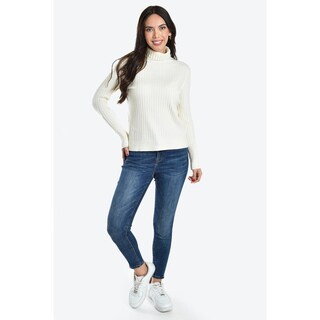 Foto 5 | Sueter Acanalado Cuello Tortuga Roman Fashion / Juvenil, 3526 (beige) Beige