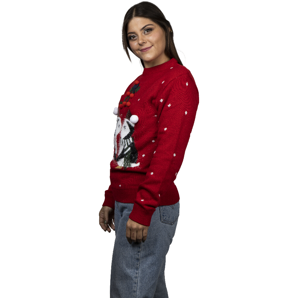 Foto 3 pulgar | Ugly Sweater Rev Suéter Navideño De Pingüinos Color Rojo Para Navidad