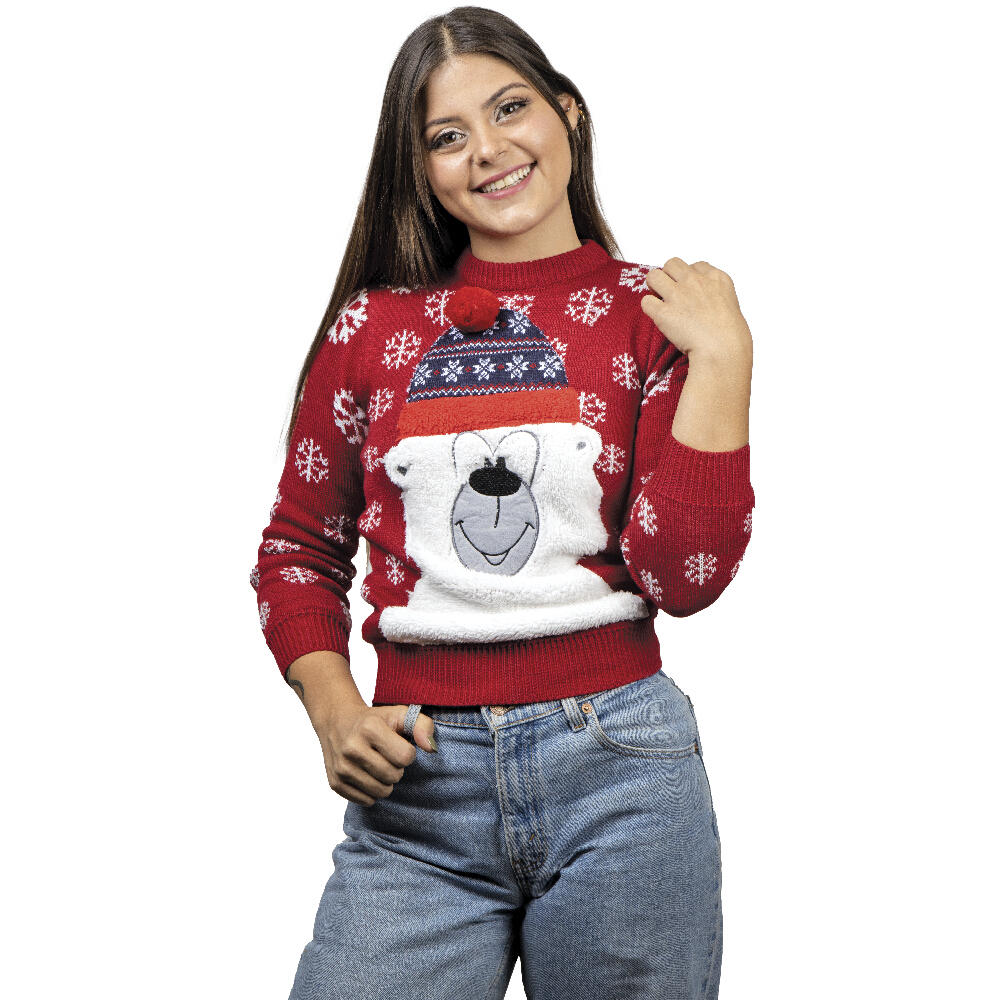 Foto 2 pulgar | Ugly Sweater Rev Suéter Navideño De Oso Polar Color Rojo Para Navidad