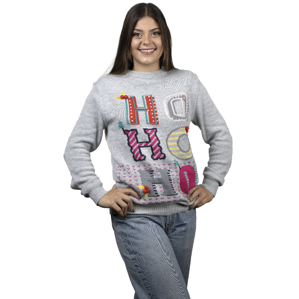 Foto 1 | Ugly Sweater Rev Suéter Navideño ¡ho Ho Ho! Color Gris Para Navidad