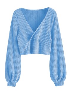 Foto 1 | Jersey Zaful, Jersey Acanalado Con Cuello En V, Para Mujer - Venta Internacional.
