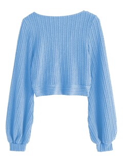 Foto 2 | Jersey Zaful, Jersey Acanalado Con Cuello En V, Para Mujer - Venta Internacional.
