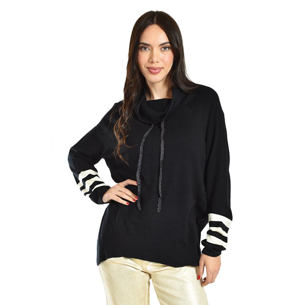 Foto 2 pulgar | Hoodie con Detalle de Rayas Roman Fashion Negro