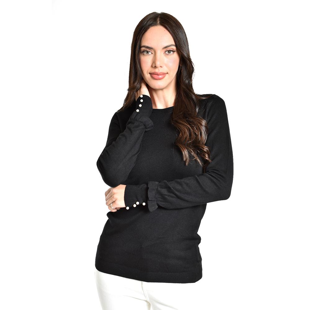 Foto 1 | Sueter Manga Con Perlas Roman Fashion /juvenil, 9258 (negro) Negro