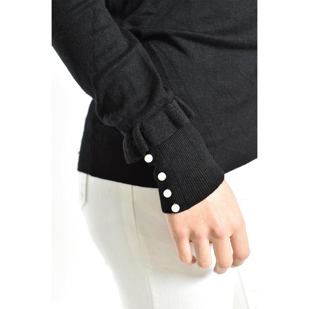 Foto 5 pulgar | Sueter Manga Con Perlas Roman Fashion /juvenil, 9258 (negro) Negro