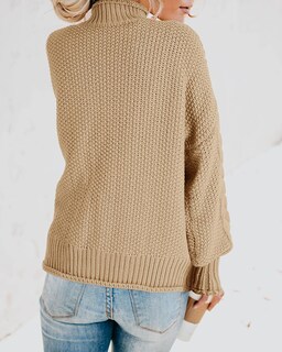 Foto 3 | Jersey Saodimallsu De Cuello Alto De Punto Trenzado Para Mujer De Gran Tamaño - Venta Internacional.