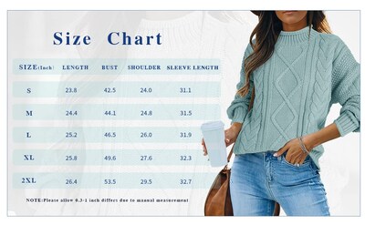 Foto 4 | Jersey Saodimallsu De Cuello Alto De Punto Trenzado Para Mujer De Gran Tamaño - Venta Internacional.