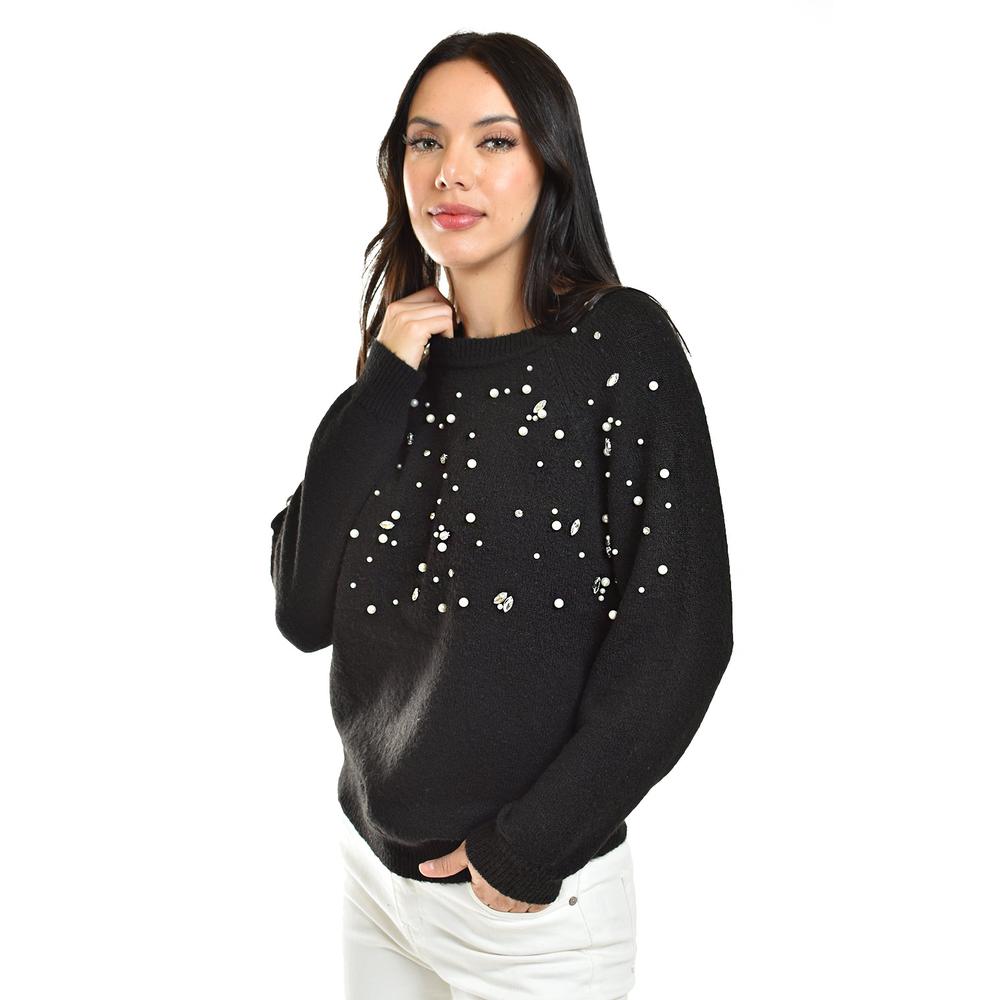 Foto 2 | Sueter Con Pedreria Y Perlas Roman Fashion /juvenil, 4003 (negro) Negro