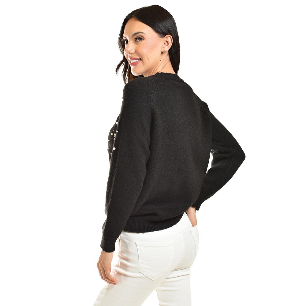 Foto 4 pulgar | Sueter Con Pedreria Y Perlas Roman Fashion /juvenil, 4003 (negro) Negro