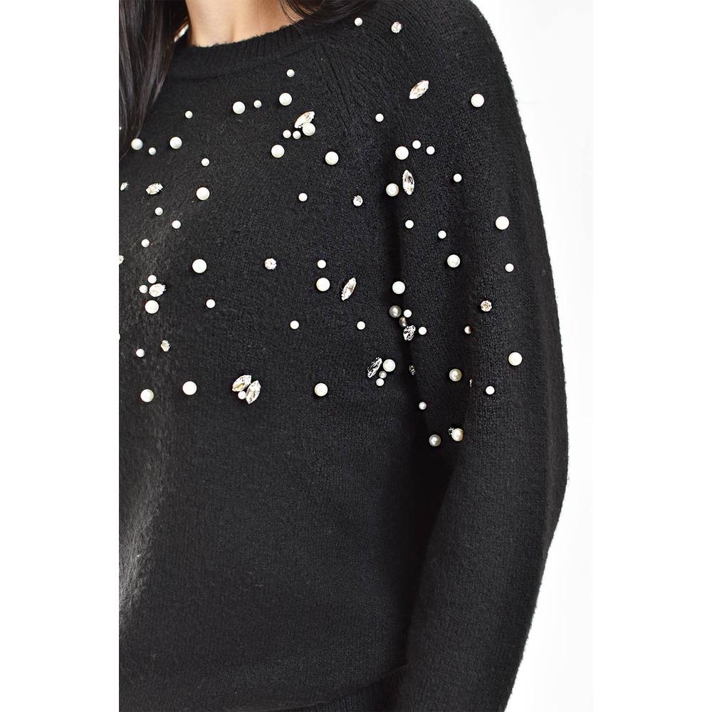 Foto 4 | Sueter Con Pedreria Y Perlas Roman Fashion /juvenil, 4003 (negro) Negro