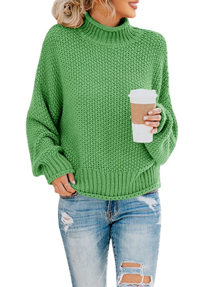 Foto 2 pulgar | Jersey Saodimallsu De Cuello Alto Extragrande Para Mujer, Verde Claro - Venta Internacional.