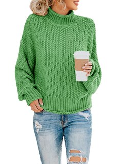 Foto 1 | Jersey Saodimallsu De Cuello Alto Extragrande Para Mujer, Verde Claro - Venta Internacional.