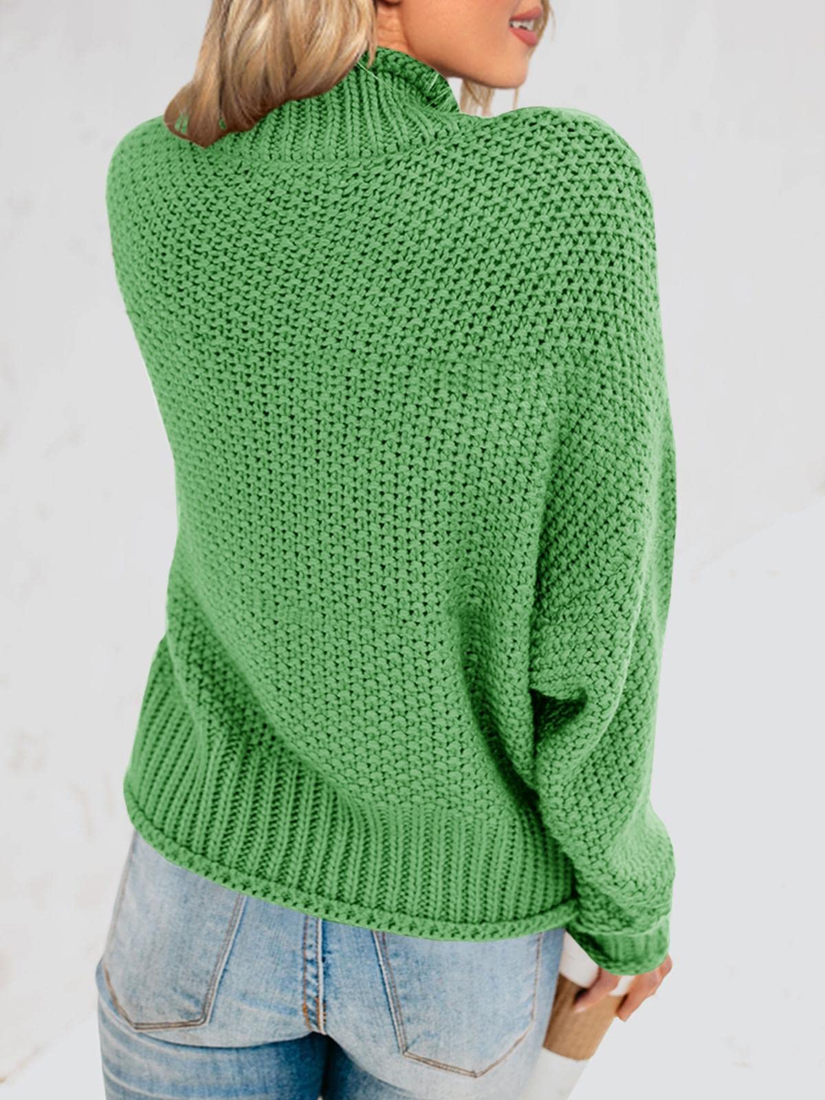 Foto 7 pulgar | Jersey Saodimallsu De Cuello Alto Extragrande Para Mujer, Verde Claro - Venta Internacional.