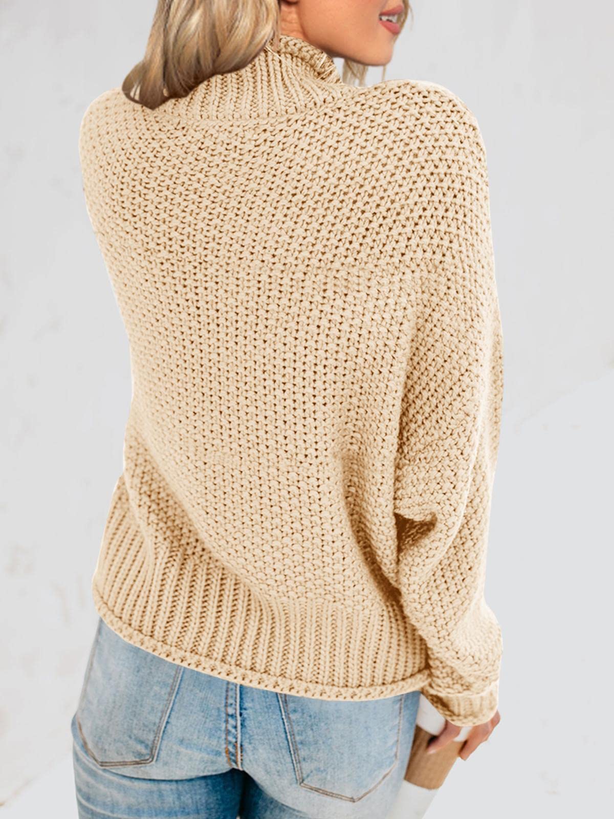 Foto 7 pulgar | Jersey Saodimallsu De Punto De Cuello Alto De Gran Tamaño Para Mujer - Venta Internacional.