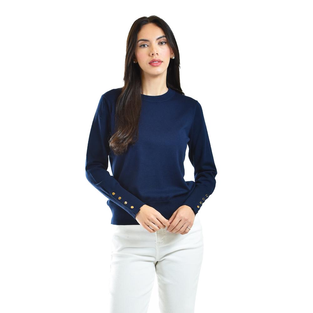 Sueter De Manga Con Botones Roman Fashion /juvenil, 4001 (azul Marino) Azul Marino