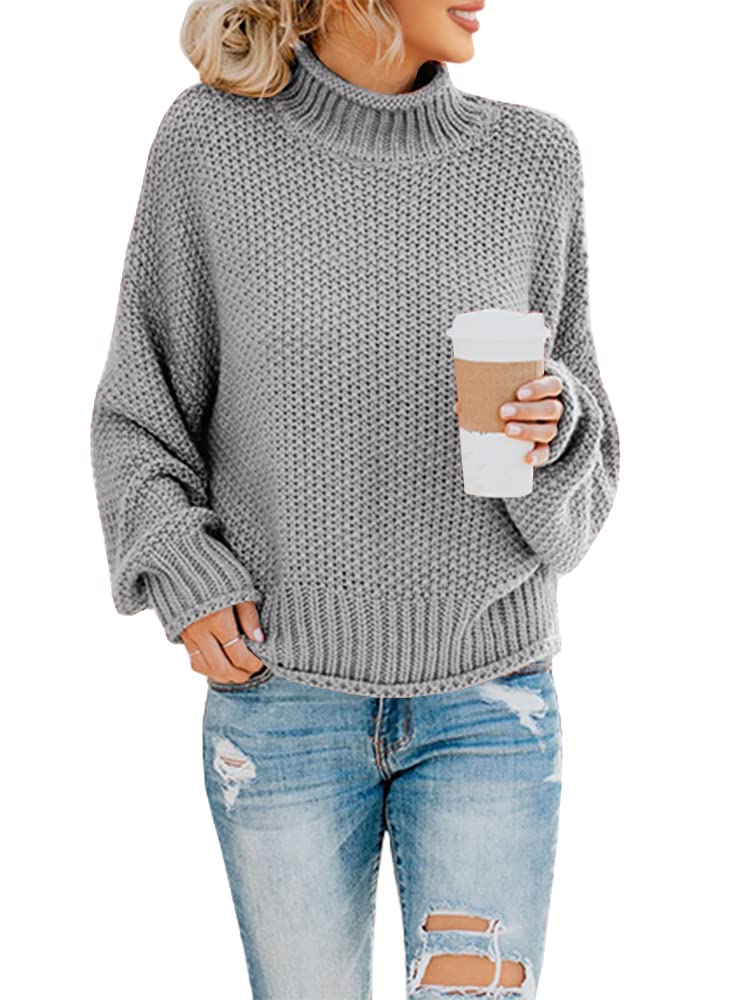 Foto 2 pulgar | Jersey Saodimallsu De Cuello Alto De Punto Extragrande Gris Para Mujer - Venta Internacional.