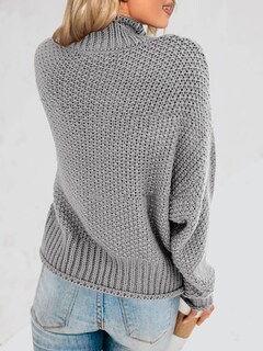 Foto 6 | Jersey Saodimallsu De Cuello Alto De Punto Extragrande Gris Para Mujer - Venta Internacional.