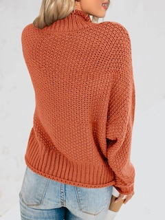 Foto 6 | Jersey Saodimallsu De Cuello Alto Para Mujer, De Gran Tamaño, Rojo Ladrillo - Venta Internacional.