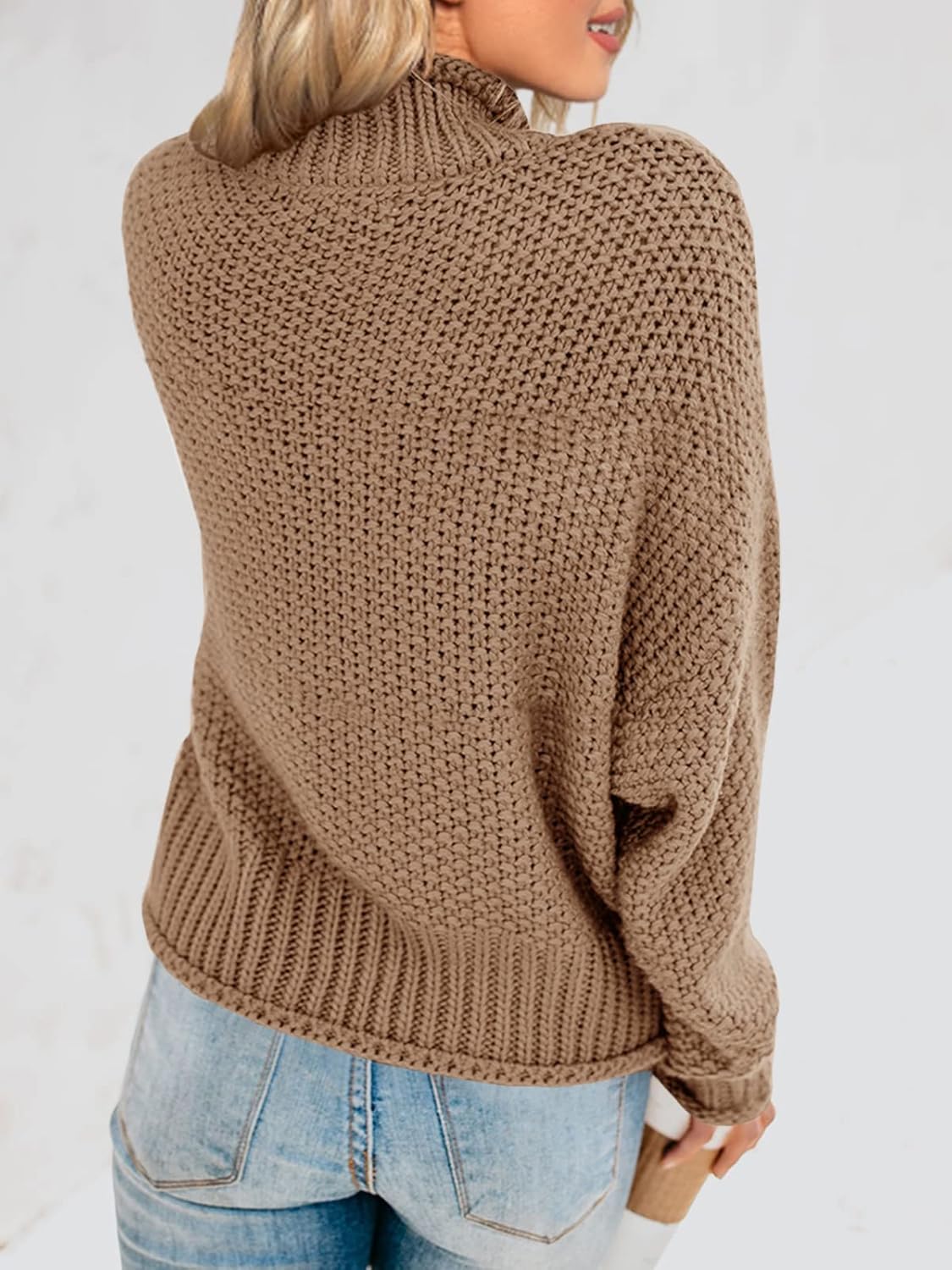 Foto 7 pulgar | Jersey Saodimallsu De Cuello Alto De Punto Grueso De Gran Tamaño Para Mujer - Venta Internacional.
