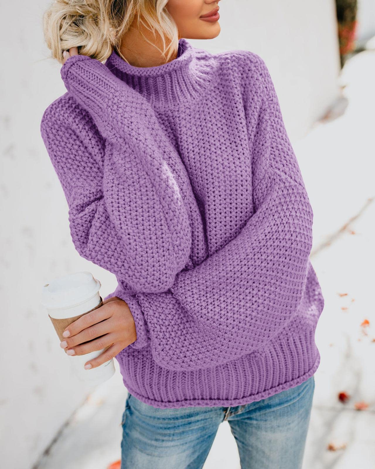 Foto 5 pulgar | Suéter Saodimallsu De Cuello Alto De Gran Tamaño Para Mujer De Invierno Cálido - Venta Internacional.
