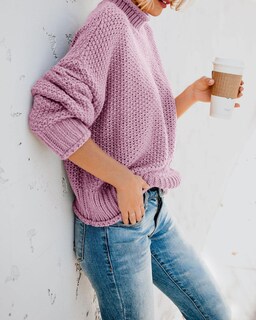 Foto 3 | Jersey Saodimallsu De Cuello Alto De Punto Extragrande De Manga Larga Para Mujer - Venta Internacional.