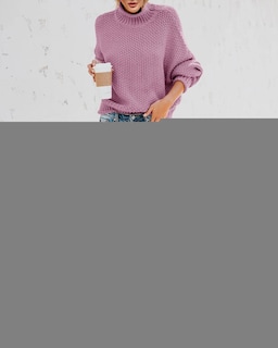 Foto 5 | Jersey Saodimallsu De Cuello Alto De Punto Extragrande De Manga Larga Para Mujer - Venta Internacional.
