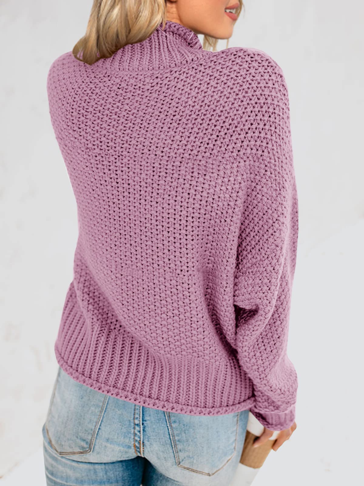 Foto 7 pulgar | Jersey Saodimallsu De Cuello Alto De Punto Extragrande De Manga Larga Para Mujer - Venta Internacional.