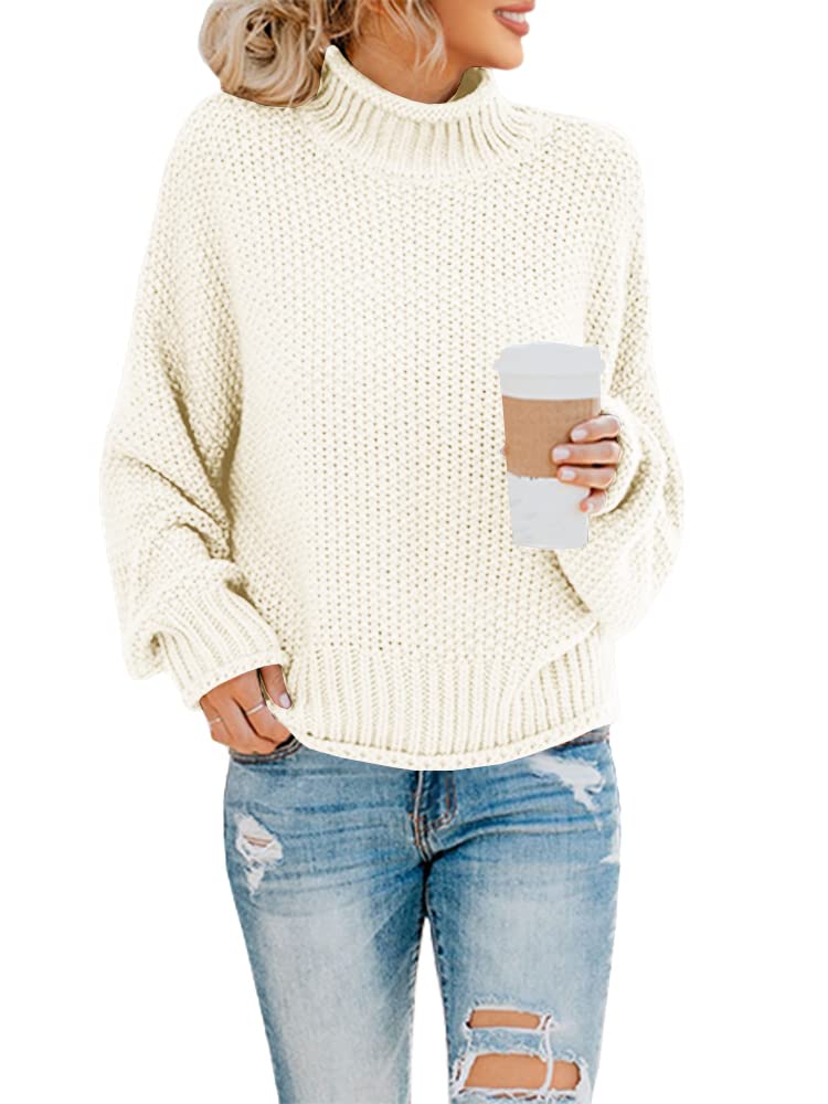 Foto 2 pulgar | Jersey Saodimallsu De Cuello Alto De Punto Extragrande Beige-blanco Para Mujer - Venta Internacional.