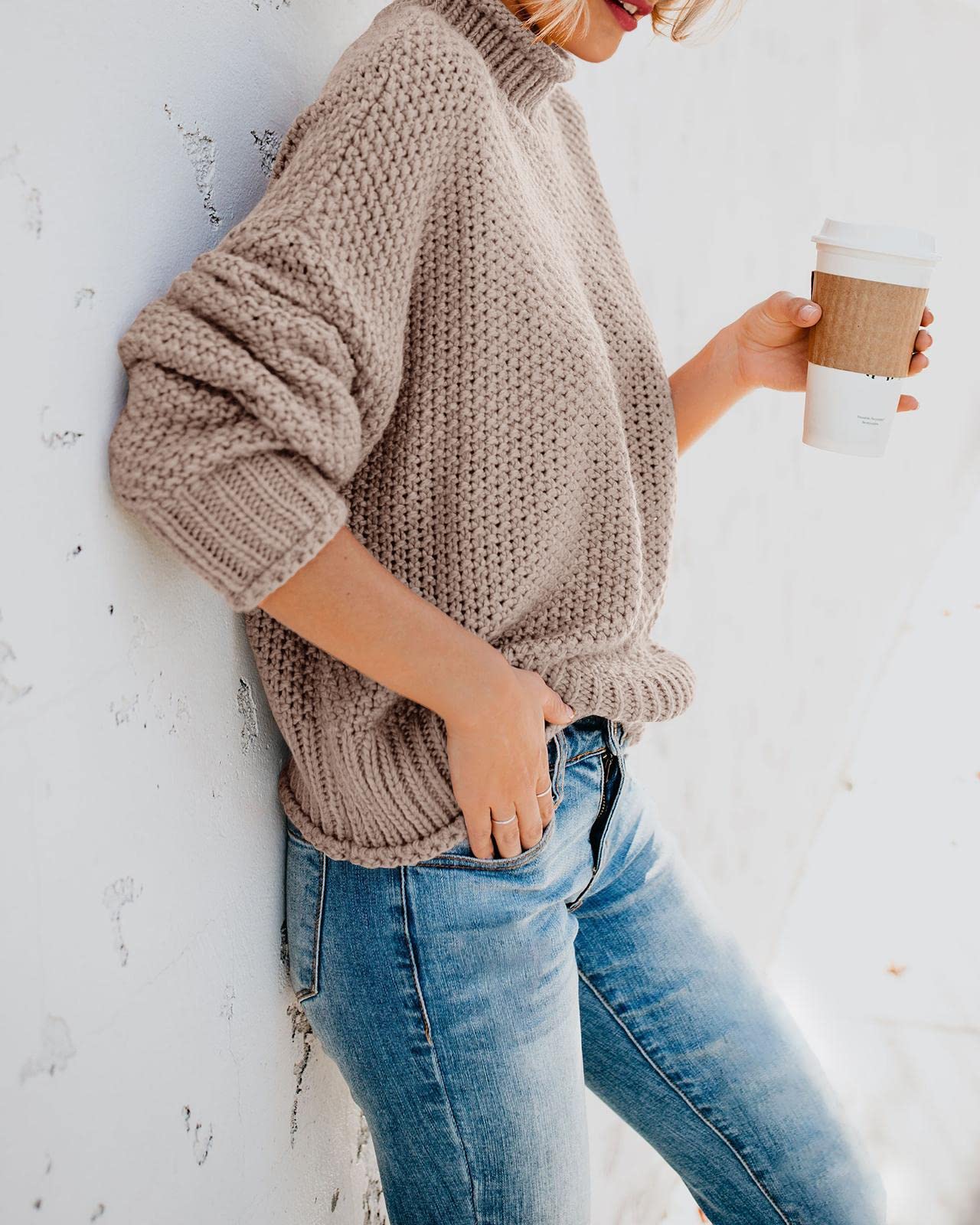 Foto 4 pulgar | Suéter Saodimallsu De Cuello Alto De Gran Tamaño Para Mujer De Invierno Cálido - Venta Internacional.