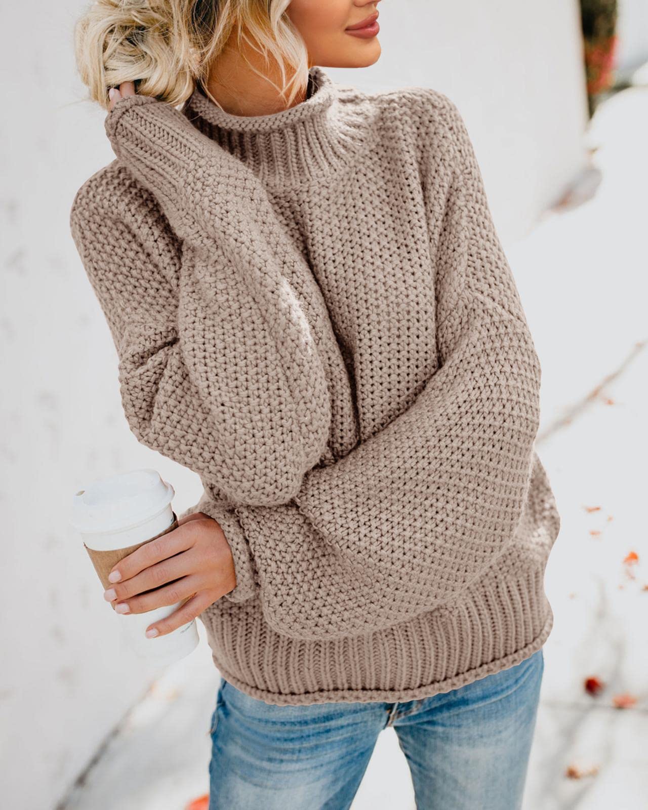 Foto 5 pulgar | Suéter Saodimallsu De Cuello Alto De Gran Tamaño Para Mujer De Invierno Cálido - Venta Internacional.