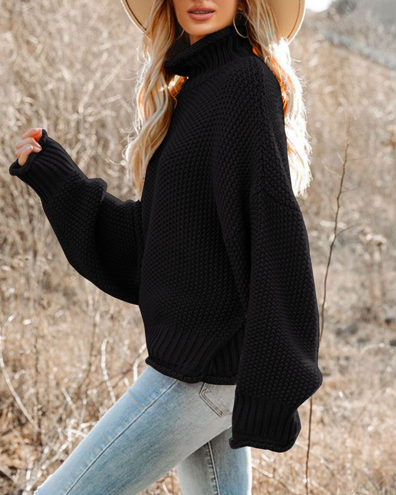 Foto 2 | Jersey Saodimallsu De Cuello Alto De Punto Extragrande Negro Xxl Para Mujer - Venta Internacional.