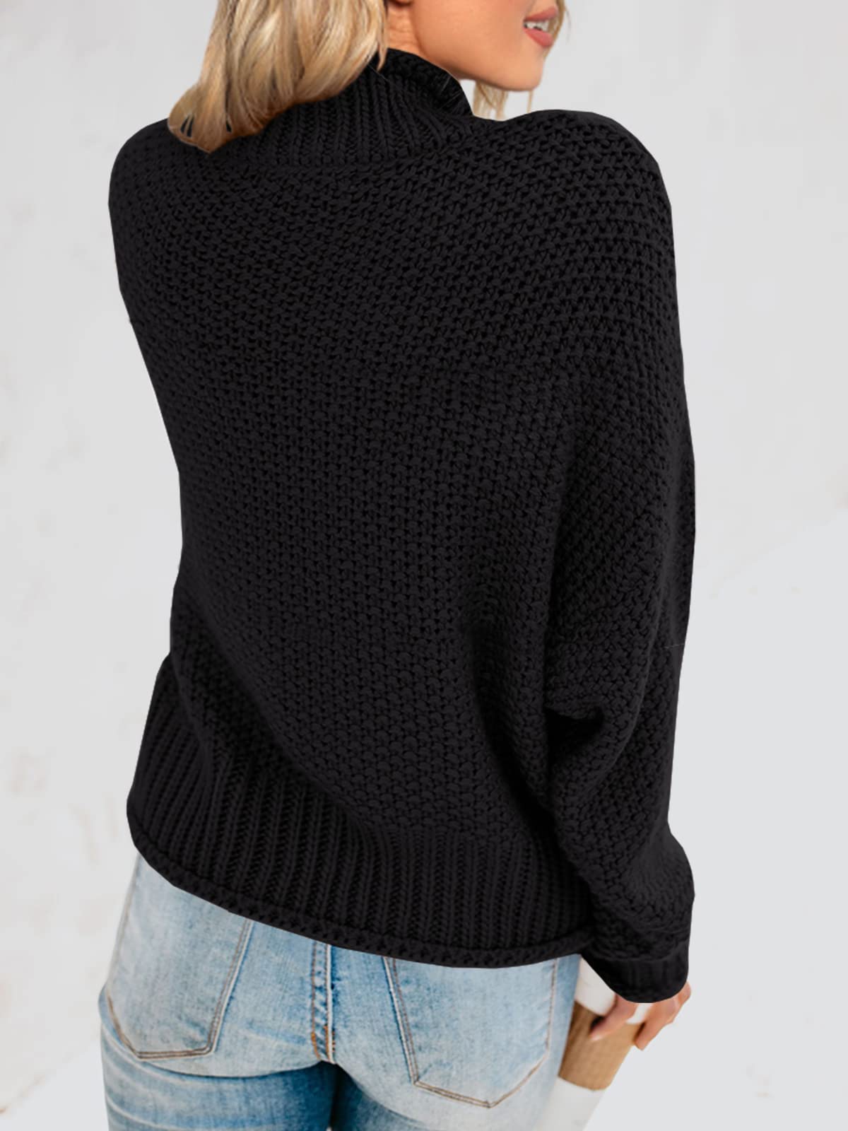 Foto 7 pulgar | Jersey Saodimallsu De Cuello Alto De Punto Extragrande Negro Xxl Para Mujer - Venta Internacional.