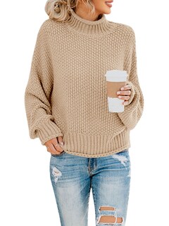 Foto 1 | Jersey Saodimallsu De Cuello Alto De Gran Tamaño Para Mujer, Color Caqui Claro - Venta Internacional.