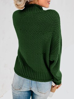 Foto 6 | Jersey Saodimallsu De Cuello Alto De Gran Tamaño Para Mujer Verde Oscuro - Venta Internacional.