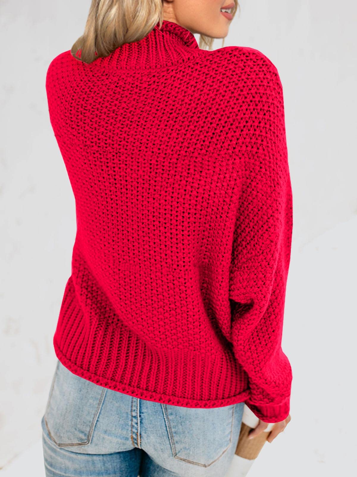 Foto 6 | Jersey Saodimallsu De Cuello Alto De Punto Extragrande Con Alas De Murciélago Rojo - Venta Internacional.