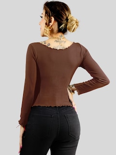 Foto 3 | Sueter Ligero Dama Blusa Manga Larga Mujer Sueteres Suet-1014 Cafe Sweaters