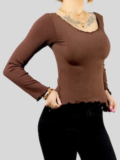 Foto 5 | Sueter Ligero Dama Blusa Manga Larga Mujer Sueteres Suet-1014 Cafe Sweaters