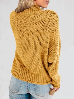 Foto 6 | Jersey Saodimallsu De Punto De Cuello Alto De Gran Tamaño Para Mujer, Amarillo - Venta Internacional.